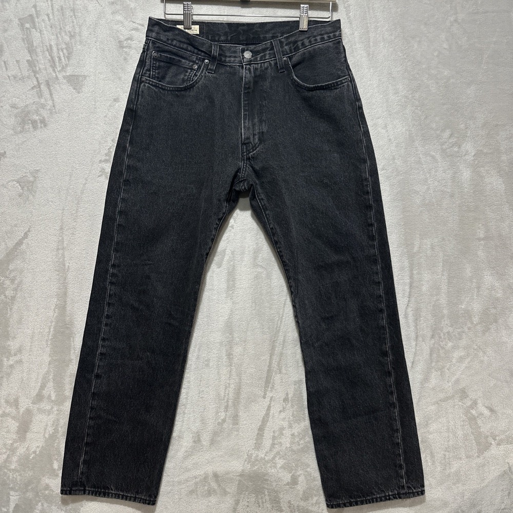 Levi's 555 Mens Jeans Size 31 Black Faded Premium Big E Relaxed Straight Denim